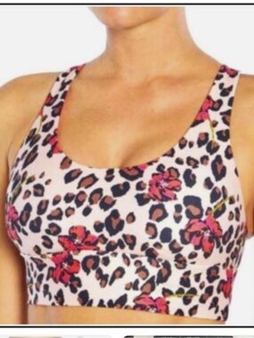 Wild Fox Leopard & Pink Floral Sports Bra